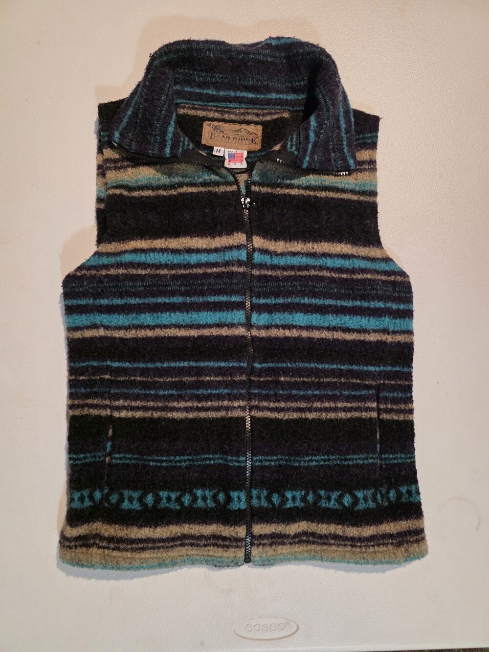 Vtg Bear Ridge Outfitters Southwestern Wool Blend Zip Up Vest S